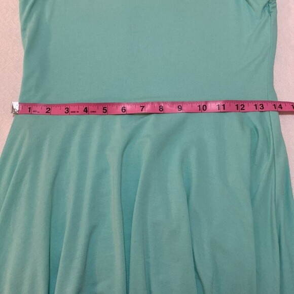 Charming Charlie Mini Dress Womens Small Fit Flare Aqua Stretch Knit Spring - Picture 9 of 11